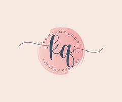 Initial KQ feminine logo. Usable for Nature, Salon, Spa, Cosmetic and Beauty Logos. Flat Vector Logo Design Template Element.