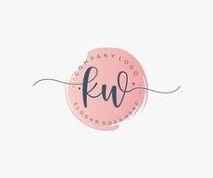 Initial KW feminine logo. Usable for Nature, Salon, Spa, Cosmetic and Beauty Logos. Flat Vector Logo Design Template Element.