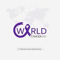 publicación en redes sociales del 4 de febrero del día mundial contra el cáncer vector