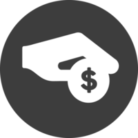 Save money icon in black circle. png