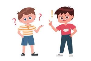 Confused boy ask and answer cartoon vector