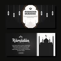 ilustración de banner horizontal de ramadán en diseño plano vector