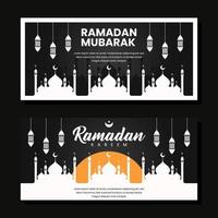 ilustración de banner horizontal de ramadán en diseño plano vector