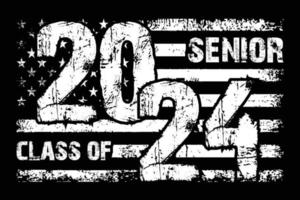 Senior Class Of 2024 With USA Flag Design vector