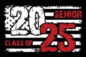 USA Flag Senior Class Of 2025 Design vector