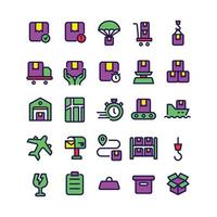 Lineal Fill Shipment Icon Set vector