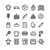 Bakery Icon Set with Outline Style vector