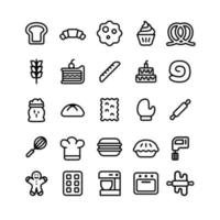 Bakery Icon Set with Outline Style vector