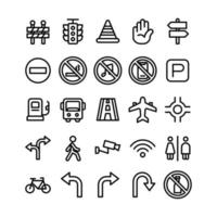 Road Sign Icon Set with Outline Style vector