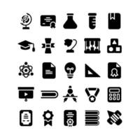 conjunto de iconos de educación con estilo de glifo vector