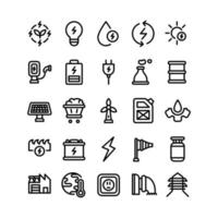 conjunto de iconos de energía con estilo de esquema vector