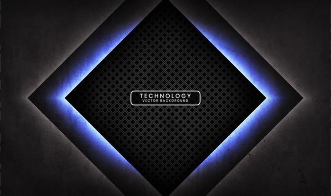 3D black rough grunge techno abstract background overlap layer on dark space with blue light decoration. Modern graphic design element cutout style concept for banner, flyer, card, or brochure cover