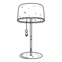 Floor lamp with lampshade in hand drawn doodle style. Vector illustration isolated on white background.