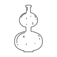 Decorative ceramic vase in hand drawn doodle style. Isolated vector illustration.