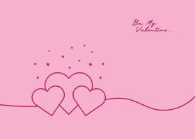 corazones de arte lineal con fondo rosa y espacio de texto vector