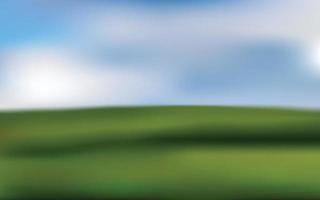 Green field and blue sky with white clouds. Abstract nature background. vector