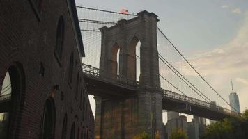 Gimbal Shot of the Brooklyn Bridge from Brooklyn Bridge Park
