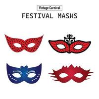 máscaras del festival del carnaval de venecia en diferentes estilos. evento popular i itly. vector