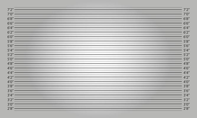 Horizontal police mugshot background with lighting effect. Feet height chart for photo of wanted, arrested or suspect person identity