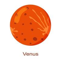 Venus planet icon with name isolated on white background. Second planet from the Sun in Solar system. Universe element vector