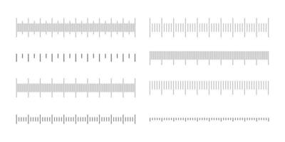 Different horizontal thermometer scales set. Templates for meteorological or medical measuring tool vector