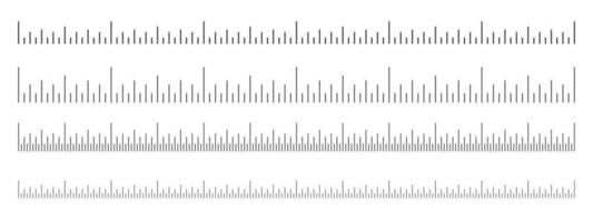 Scale of ruler set. Horizontal measuring chart with inches markup. Distance, height or length measurement math or sewing tool vector