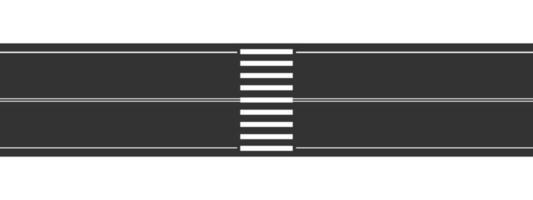 Empty straight road with crosswalk marking. Top aerial view. Seamless roadway horizontal template. Transport element of city map vector