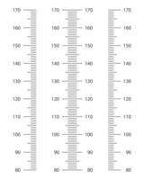 Stadiometer scale set from 80 to 170 cm. Kids height chart template for wall growth stickers vector