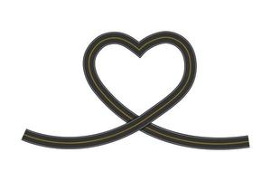 Road with heart shaped loop isolated on white background. Love symbol. Valentine day creative element vector