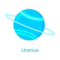 Uranus planet icon with name isolated on white background. Solar system element vector