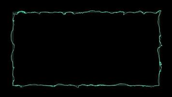 hellgrüner rechteckiger Rahmen für elektrische Wellen auf schwarzem Hintergrund video