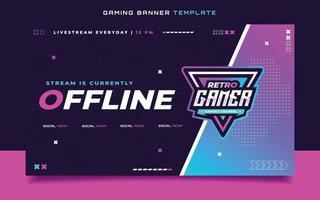 Stream Offline Gaming Banner  Template with Logo for Social Media Flyer vector