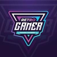 plantilla de logotipo de esports de jugador retro para torneo de juegos o redes sociales vector