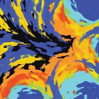 remolino multicolor azul, naranja y amarillo grunge texturizado fondo vectorial de trazo de pincel aislado en plantilla cuadrada para publicación en medios sociales, afiche, folleto, papel y textil o impresión de bufanda. vector