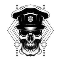 Police Skull with a Geometry Background. Skull Vector for T-Shirt and Merchandise Design.