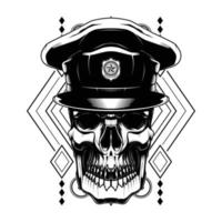 Police Skull with a Geometry Background. Skull Vector for T-Shirt and Merchandise Design.