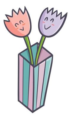Funny and cute two tulips in a vase