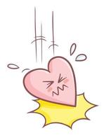 Cute and funny heart falling down vector