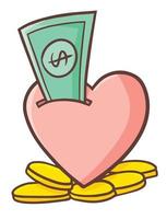 Cute and funny moneybox with heart shape vector