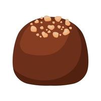 caramelo de bombón de chocolate con icono de nueces ilustración vectorial animada vector