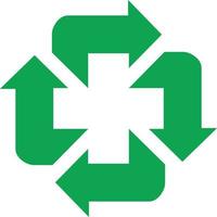 Green Recycle Icon Isloted on Transparent Background.  Reuse Symbol  and Green Arrow vector