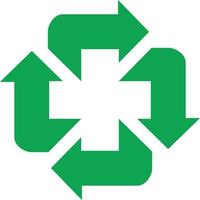 Green Recycle Icon Isloted on Transparent Background.  Reuse Symbol  and Green Arrow vector