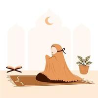 mujer musulmana rezando vector