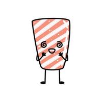 Kawaii sushi mascot in cartoon style. Cute sashimi with salmon for menu vector