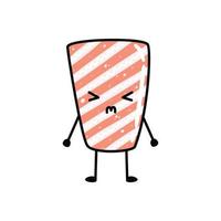 Kawaii sushi mascot in cartoon style. Cute sashimi with salmon for menu vector