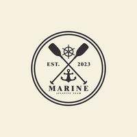 nautical badge logo with retro style design vector design