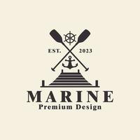 nautical port dock logo with retro style design vector design