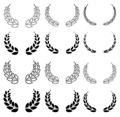set of laurel wreaths. Award of winner of competition with olive branch. Vector