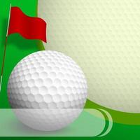Sport ball for golf with red flag. Banner, background for design of sports competitions. Healthy lifestyle. Vector