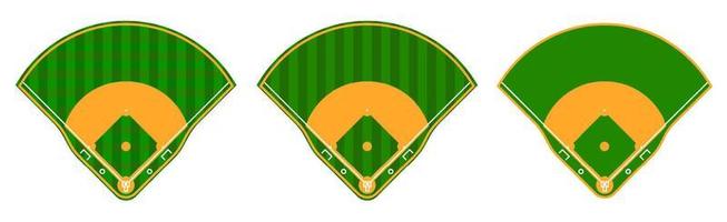 set of green baseball fields with marking lines. Team sports. Active lifestyle. American national sport. Vector